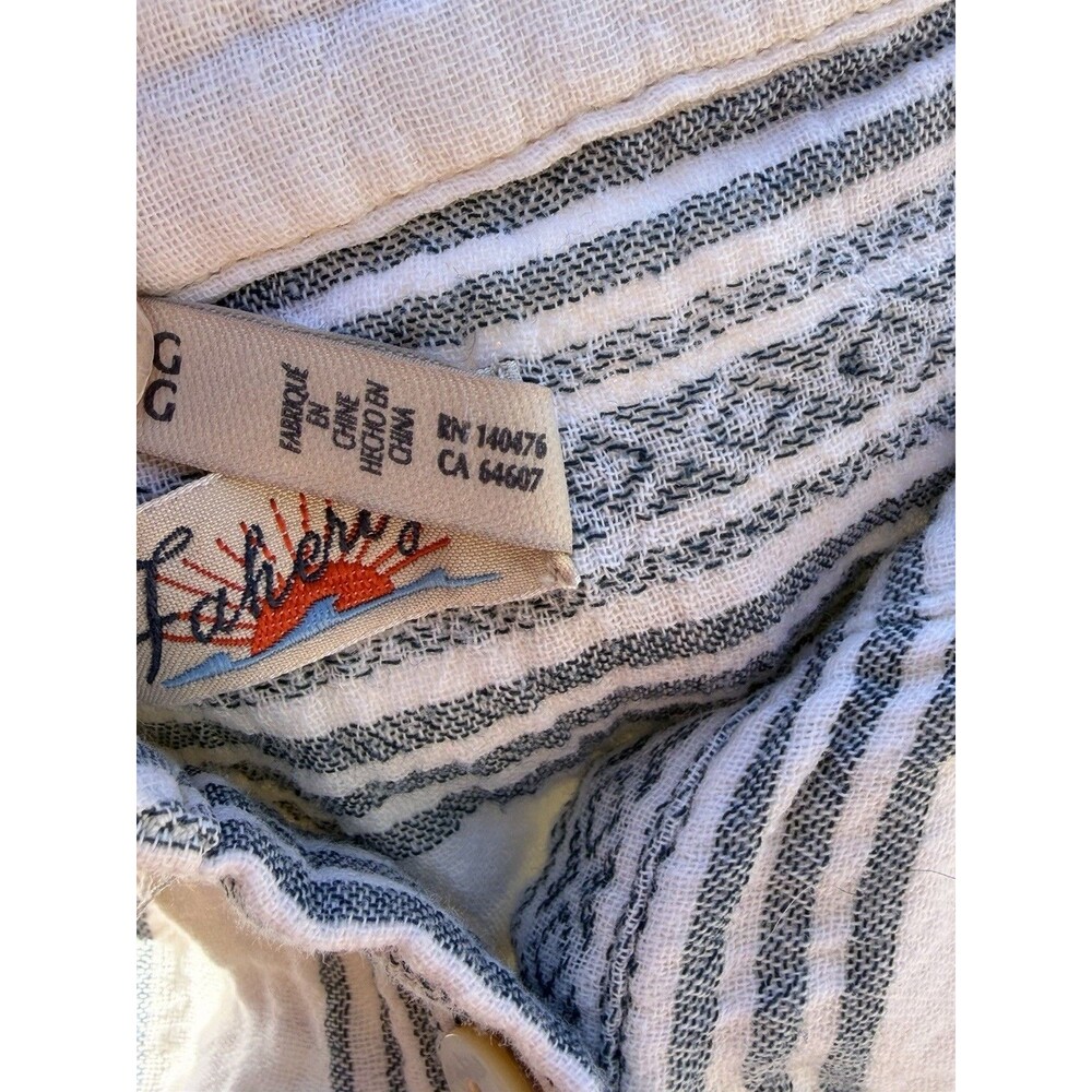 Faherty Dream Organic Cotton Gauze Desmond Top Size Large Cream Tidal Wave Dobby - Picture 5 of 13